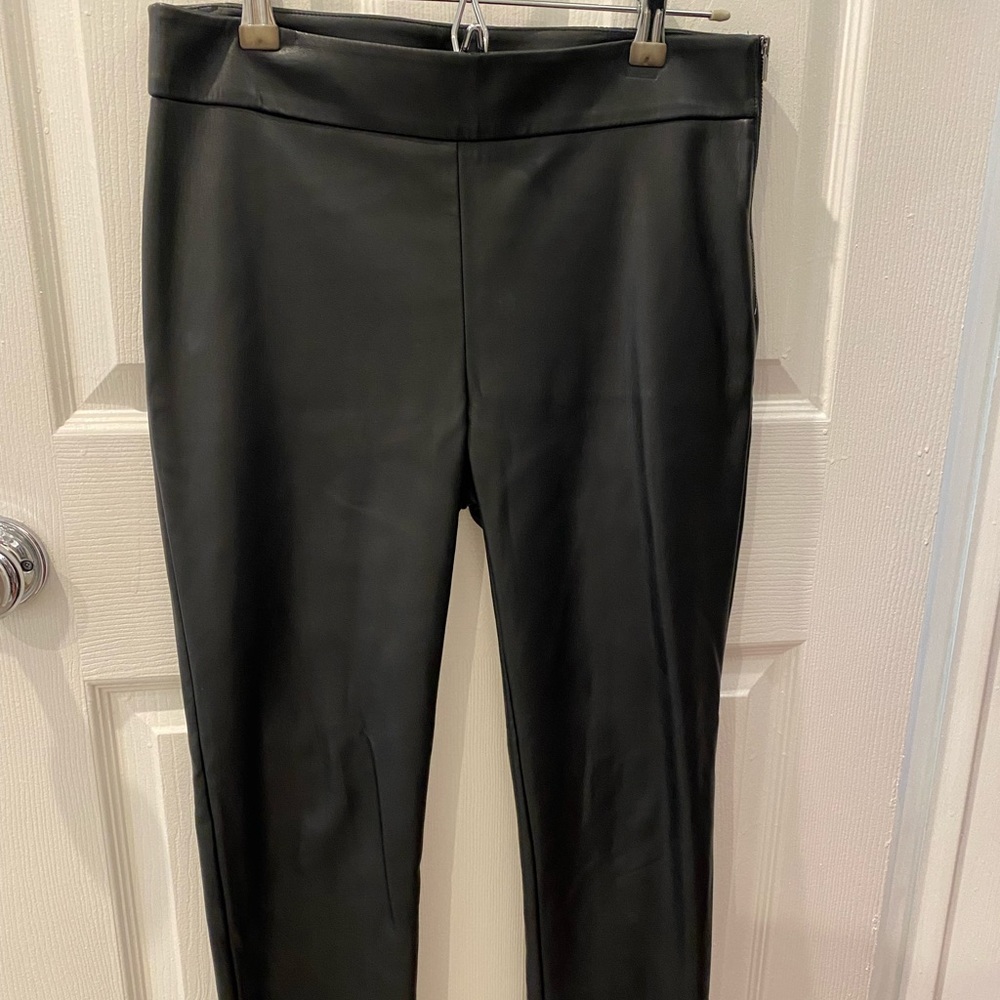 Ann Taylor leather straight leg pants size 4